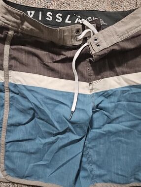 VISSLA Blue, Brown & Cream Colorblock Men's Swim Shorts